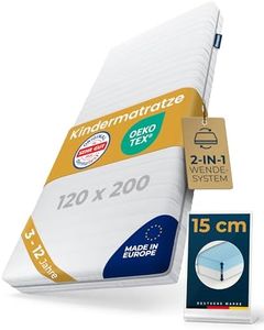 Sun Garden Kindermatratze 120x200 cm – 3–12 Jahre, 2-in-1 Mitwachs-System für Kinderbett & Jugendbett, Oeko-Tex & Dermatest „Sehr gut, 15 cm Komfortschaum RG28, Made in Europe