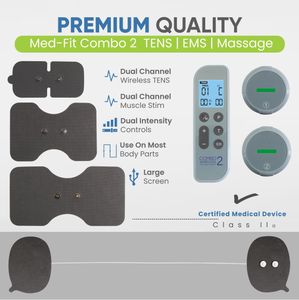 Med-Fit Dual Channel Wireless TENS EMS Massager – 18 Programs for Back & Pain Relief