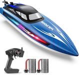 RC Boats for Kids 8-12 & Adults, Remote Control Boat for Pools & Lakes, WF17 15+ MPH Fast RC Speed Boat with LED Lights, Summer Toys & Gifts for Boys & Girls, 2 Batteries for 30-40 Mins, Blue