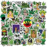 Gywyw 100 PCS Weed Stoner 420 Stickers, Funny Vinyle Waterproof Hippie Green Leaf Stickers for Hydroflask Water Bottles Laptop Gittar Scrapbook