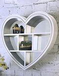 DEENZ WHITE HEART MIRROR SHELF 6 SECTIONS DECORATIVE WALL SHELF WALL MIRROR BEST GIFT FOR LOVE ONE'S