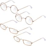 Frienda 4 Pairs Old Man Costume Glasses Gold Santa Eyeglasses Gold Square Round Glasses