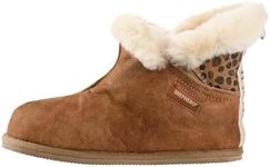 Shepherd of Sweden - Bella Sheepskin Slippers - Woman - 100% Real Sheepskin - Comfort - Soft and Warm - Fluffy - Antique cognac/Leo - 6 UK