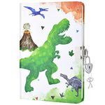 Watercolor Dinosaur Journal for Boys - Luminous Notebook Gift for Kids School Travel Private Diary Hardcover A5 Lined Memos Writing Drawing Notepad with Lock and Keys