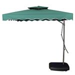 Invezo Garden Umbrella MS Side Pole Square Outdoor Umbrella (2.2 x 2.2 sq mtr, Green) with Water Base - Patio Umbrella/Big size Umbrella/Outdoor Umbrella/Cantilever Umbrella/Balcony Umbrella.