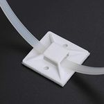 Self Adhesive Cable Tie Mounts - 3M Strongly Adhesive-Backed Zip Tie Base Holders for Home, Office Cable Wire Management(19.5mm x 19.5mm, White, 100pack)