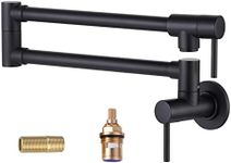 Brass Made Pot Filler Faucet, ALEASHA Matte Black Pot Filler, Wall Mount Folding Kitchen Sink Pot Filler Faucets, Pot Filler Retractable Single Hole with Two Handles for Sink Stove