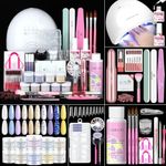 Saviland Acrylic Nail Kit with Everything: 10 Colors Acrylic Powder Clear Liquid Monomer 48W Nail Lamp 20000RPM Nail Drill Complete Tools Home Manicurist Nail Extensions