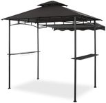 CHARMELEON Double Tiered Grill Gazebo 8X 5 Inches, Outdoor BBQ Patio Canopy Tent with Stretchable Side Awning and LED Light (Brown)