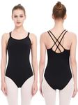 Kefiyis Women's Camisole Leotard for Dance Ballet Gymnastics Black High Stretch Bodysuit Leotards Dancewear Black M