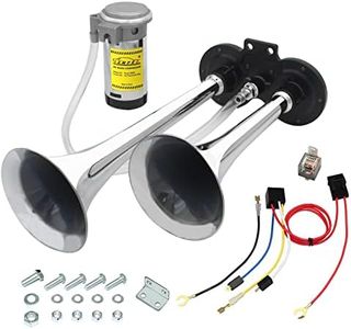 GAMPRO 12V 150db Air Horn, Chrome Zinc Dual Trumpet Air Horn with Compressor for Any 12V Vehicles Trucks Lorrys Trains Boats Cars Vans (silver)