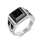 THE MEN THING Cubic Zirconia Ring for Men (Steel Colour),Luxury Thick Solid 316L Stainless Steel Ring with Oval/Square Gemstone - Ring Jewellery (Cubic Zirconia, 20)