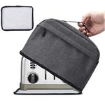 BGD-DG 4 Slice Toaster Cover with Removable Bottom 2-in-1 Toaster Bag with Zipper & Open Pockets Toaster Storage Bag with Handle, Dust and Fingerprint Protection, Machine Washable, Dark Gray