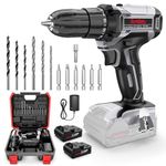 Sundpey 21V Cordless Drill Driver - 45N.m Electric Drill Set Screwdriver Drill with 2 Batteries 2000mAh & 18+1 Torque & 2 Speed & LED Light - 3/8" Chuck Battery Drill for Home and Garden DIY Project