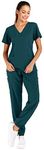 Minty Mint Women's Easy Wear Fit Lightweight Durable Solid Stretch Medical Uniform Scrub Set V Neck Top Cargo Jogger Pants Work Dentist Medical Doctor Nurse Veterinarian 476ec81 Carribean M, Carribean3, Medium