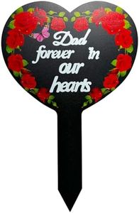 Memorial Grave Markers Heart Memorial Plaque Stake Sympathy Grave Markers Cemetery Cardinals Garden Stake Memorial Metal Grave Stake Decoration for Mom Dad Cemetery Outdoors Yard Garden (Dad-C)