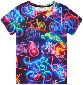 Boy Neon Dinosuar Shirt Size 8 9 Kids Hawaiian T-Shirt for Boys Girls Tropical for Teen Graphic Beach Tops School Tee Sport Holidays