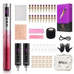 EZ Tattoo Kit - Tattoo Machine Kit Complete with Permanent Makeup Tattoo Machine Pen with 3Pcs Battery Power for Tattoo Beginners and Women Artists (Lola Air Pink Gradient)