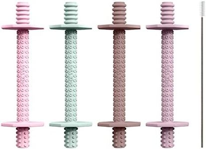 Lull Kids Hollow Teething Tubes - Baby Teething Toys for Babies 6+ Months, Teething Toys for Babies 6-12 Months - Baby Teether, Teething Straws, Teething Sticks (Spring)