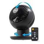 IRIS USA Medium WOOZOO Oscillating 8-in-1 Vortex Fan with Remote and Timer Function, Table top Multi-Oscillation Air Circulator Fan with 10 Speed Settings and 27.1m Max Air Distance, Matte Black