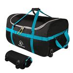 REDCAMP Foldable 85L/25.6 Inch Duffle Bag with Wheels 1680D Oxford Collapsible Large Duffel Bag with Rollers for Camping Travel Gear,Black