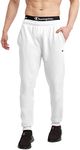 Champion Men's Joggers, Powerblend, Fleece Joggers, Sweatpants for Men (Reg. or Big & Tall), White C Patch Logo, Medium