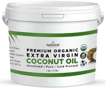 Earth Circle Organics Premium Ultra-Pure Unrefined Cold Pressed Extra Virgin Coconut Oil - Gluten-Free, Keto & Paleo Friendly - Raw Coconut Oil for Skin & Hair Care, Cooking, Baking & More - 1 Gallon