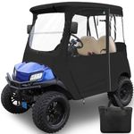 Golf Cart Enclosure Cover for Club Car Precedent, 2 Seat 600D Oxdord with 3 Door Zippers, Security Side Mirror Reserved, Waterproof Portable Transparent Storage Driving Rain Cover Short Roof