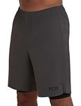 TCA Ultra 2 in 1 Compression Shorts Men Running Gym Shorts for Men with Back Zipped Pocket - Asphalt Grey, XXL