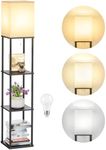 SHINE HAI 3-in-1 Shelf Floor Lamp with 2 USB Ports and 1 Power Outlet, 3-Tiered LED Shelf Floor Lamp, Shelf & Storage & LED Floor Lamp Combination, Modern Standing Light for Living Room, Bedroom