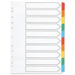 Q-Connect 10-Part Index Multi-punched Reinforced Board Multi-Colour Blank Tabs A4 White