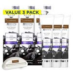 CRST 3D White Whitening Therapy Charcoal Deep Clean Toothpaste, 4.6 oz Pack of 3 Bundled with LUXPAKS Toothpaste Squeezer