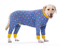 BT Bear Large Dog Clothes, Elastic Pet Onesie Clothes Protect Joints Anti-hair Anti Licking, Wound Protection Pet Pajamas Jumpsuit For Medium Large Dogs (7XL,Blue Rocket)