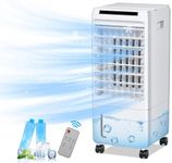 ARTETHYS Portable Air Conditioner Cooler with Remote Control, 7L Evaporative Air Cooler Fan with 3 Speeds, Humidifier, 2 Ice Packs, 7H Timer Swivel for Bedroom Home Office