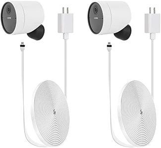 iTODOS 2 Pack 20ft/6m Power Cable and Adapter Compatible with SimpliSafe Wireless Outdoor Security Camera, Weatherproof Outdoor, Flat Charging Cable for SimpliSafe Outdoor Camera - White