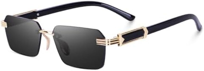 Dervin Rectangular Rimless Sunglasses for Men and Women (Black)