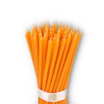 Danilovo Pure Beeswax Candles - No-Drip, Smoke-Less, Tall, Thin Taper Candles – Decorative Candles for Church Prayer, Decor or Birthday Candles – Honey Scented Candles – 16 x 0.5 cm (Orange, 50pcs)