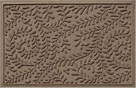 Bungalow Flooring Waterhog Door Mat, 2' x 3' Made in USA, Durable and Decorative Floor Covering, Skid Resistant, Indoor/Outdoor, Water-Trapping, Boxwood Collection, Khaki/Camel