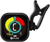 KLIQ UberTuner PDQ - Rechargeable Professional Clip-On Tuner for All Instruments - with Guitar, Ukulele, Violin, Bass & Chromatic Tuning Modes, Black (also for Mandolin and Banjo)