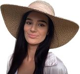 TOSKATOK Ladies Wide Brimmed Floppy Straw HAT (Beige)