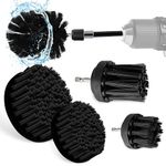 ABN 1/4in Drive Nylon Scrubber Drill Attachment Cleaning Brush 5pc Set with 1pc Extension - Black Hard Bristle