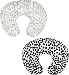 Little Jump 2 Pack Nursing Pillow Cover Slipcover for Breastfeeding Pillows, Soft and Comfortable Safely Fits On Standard Infant Nursing Pillows (Geometric & Speckles)
