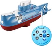 WBTY Mini RC Submarine 6 Channel Remote Control Underwater Ship Model Submarine RC Educational Toy for Children (Blue)