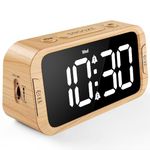 Odokee Digital Dual Alarm Clock for Bedroom, 0-100% Dimmer, Weekday/Weekend Mode, Easy to Set, USB Charger, Adjustable Alarm Volume with 5 Alarm Sounds, Snooze, 12/24Hr, Battery Backup (Wood Grain)