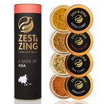 A Taste of Asia Spice Gift Set (Thai Curry, Sriracha, Chinese Five Spice, Katsu Curry) - Premium Spice Gift Sets by ZEST & ZING. Christmas, Housewarming, Birthday, Wedding Gifts for Foodies.