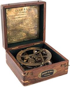 Top Grade 5 Inch Perfectly Calibrated Large Sundial Compass with Wooden Box. Vintage Marine Sundial Compass Clock in Box Gift Sun Clock Ship Replica Watch