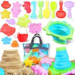 Beach Toys, Sandbox Toys with Collapsible Buckets,Shovels Set,Animal Sand Molds,Watering Can,Mesh Beach Bag, Summer Water Pool Sea Outdoor Travel Toys for Children Boys Girls,19Pcs