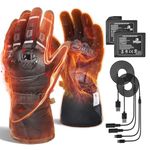 IRON JIA'S 3000mAh Motorcycle Heated Gloves 2025 Upgrade Intelligent Temperature Control Winter Motorbike Gloves USB Heated Men Women with 4 Heat Levels and Multiple Charging Modes,XL