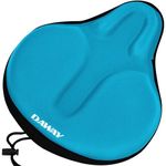 DAWAY C6 Large Comfortable Bike Seat Cushion - Extra Soft Bicycle Saddle Cover, Thick Memory Foam & Gel Padded, Comfort Cycling Pad, Fit for Peloton, Stationary Exercise, Mountain, Road Bikes, Blue