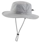 Connectyle Men's Quick Dry Nylon Fishing Sun Hat Safari Hiking Hat Outdoor Cowboy Hat Wide Brim Safari Bucket Hat Light Grey